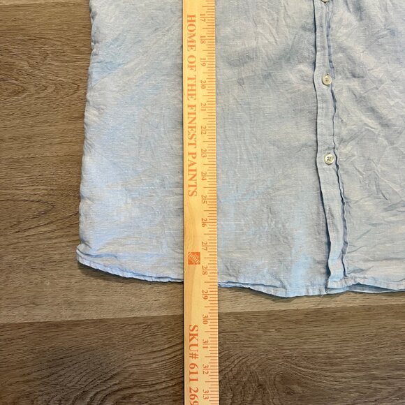 Porter & Ash 100% Linen Men's XL Long Sleeve Light Blue Button Up Shirt - Picture 4 of 6
